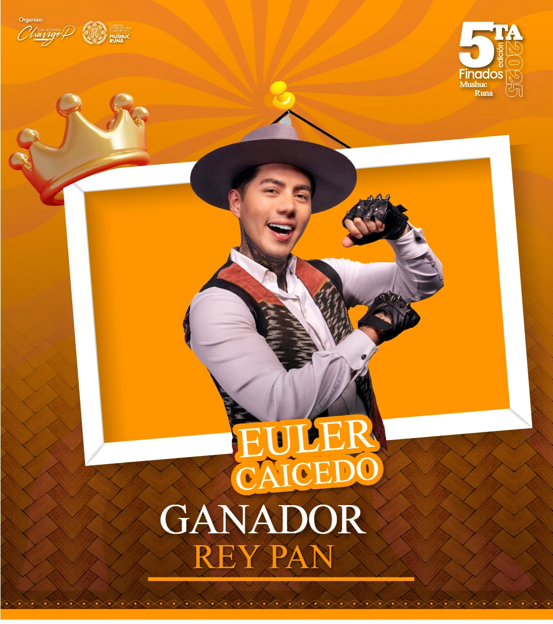 Arte oficial de Euler Caicedo, ganador de Rey Pan en Finados Mushuc Runa 2025