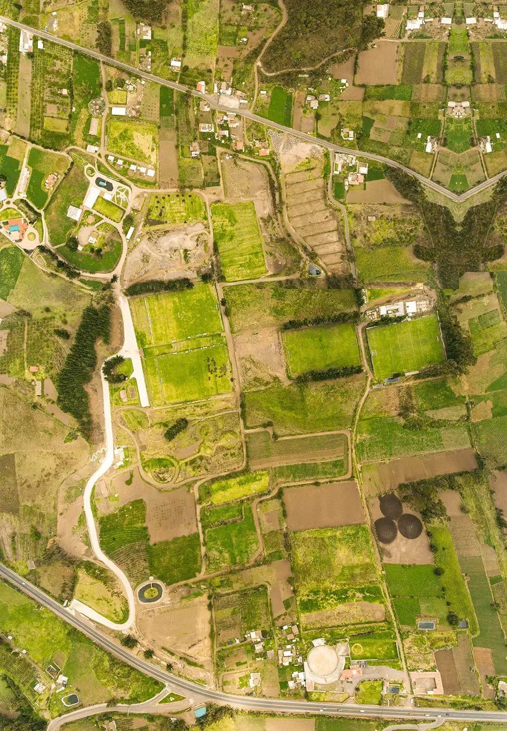 Vista aérea histórica del territorio donde se levanta el Complejo Mushuc Runa